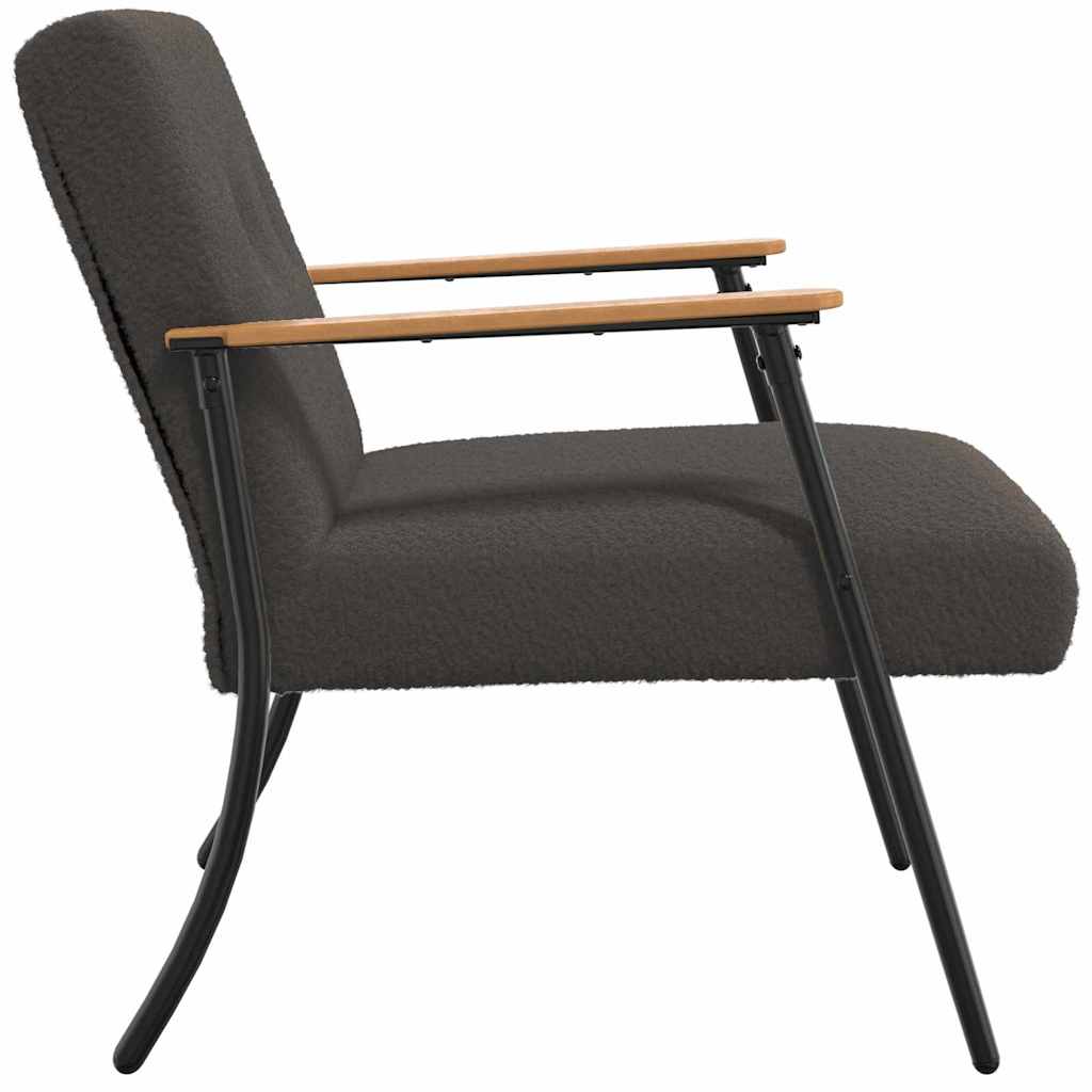 Armchair Dark Grey Shaggy Wool Like Fabric