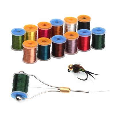Bimoo 0.2mm 12 Colors Fly Tying Copper Wire Body Weighted Lure Material Great for Nymphs Copper John Streamers Dubbing Buzzers