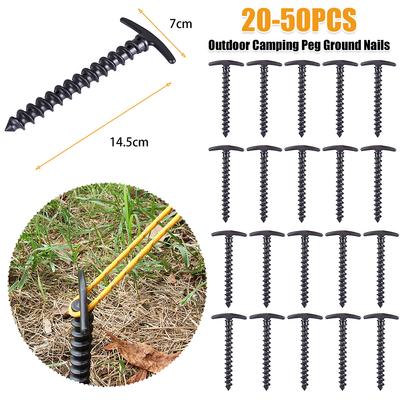 Screw Anchor Stakes Hiking Tent Stakes Pins Outdoor Camping Peg Ground Nails Spiral Plastic Fixing Supplies