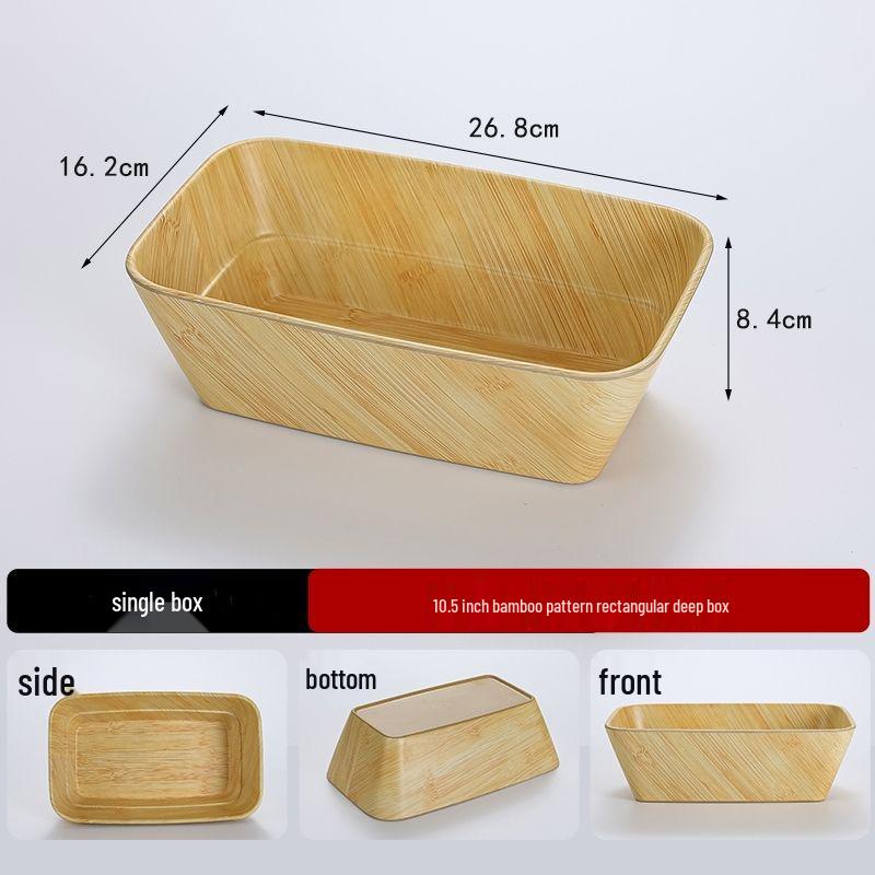 Melamine Wood Grain Hot Pot & Skewer Plate for Buffet or BBQ Display