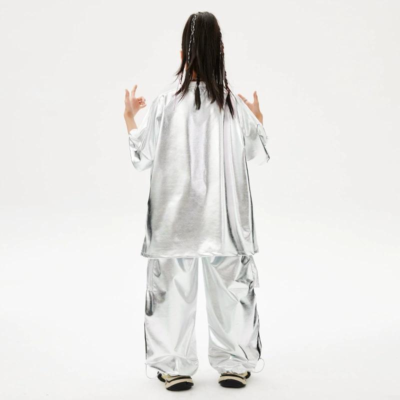 Hip-hop Children's Trendy Clothes Hip-hop Boys Trendy Fan Hiphop Bright Leather Girls Jazz Dance Fried Street Stage Costumes Tops + Pants