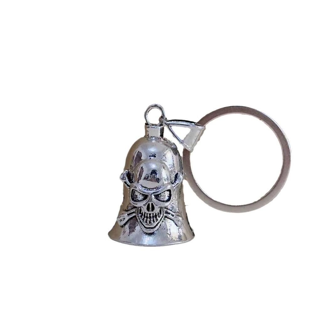 New Retro Punk Metal Skull Motorcycle Bell Keychain for Men