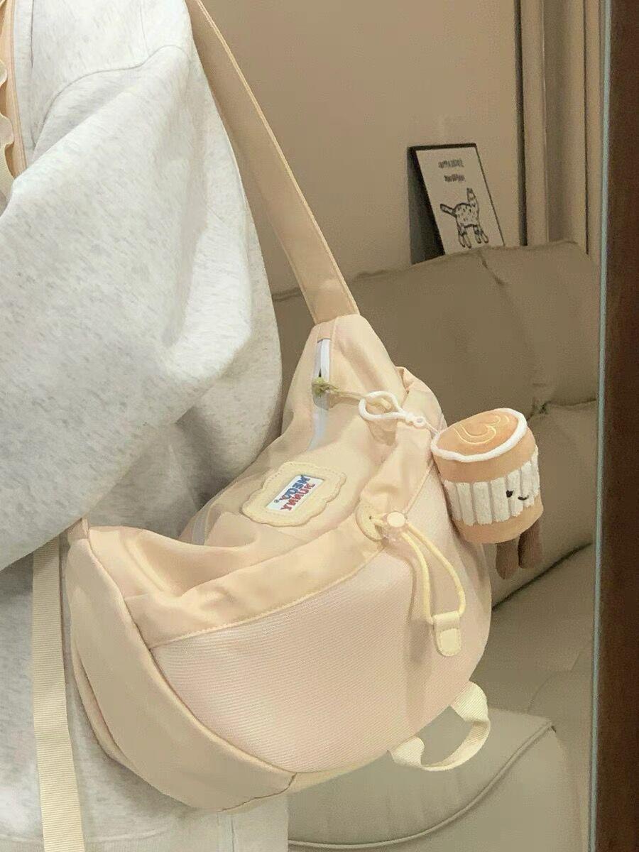 

Холщовая сумка-мессенджер на одно плечо с пельменями, новая сумка-мессенджер большой вместимости для студентов, для поездок на учебу, для занятий