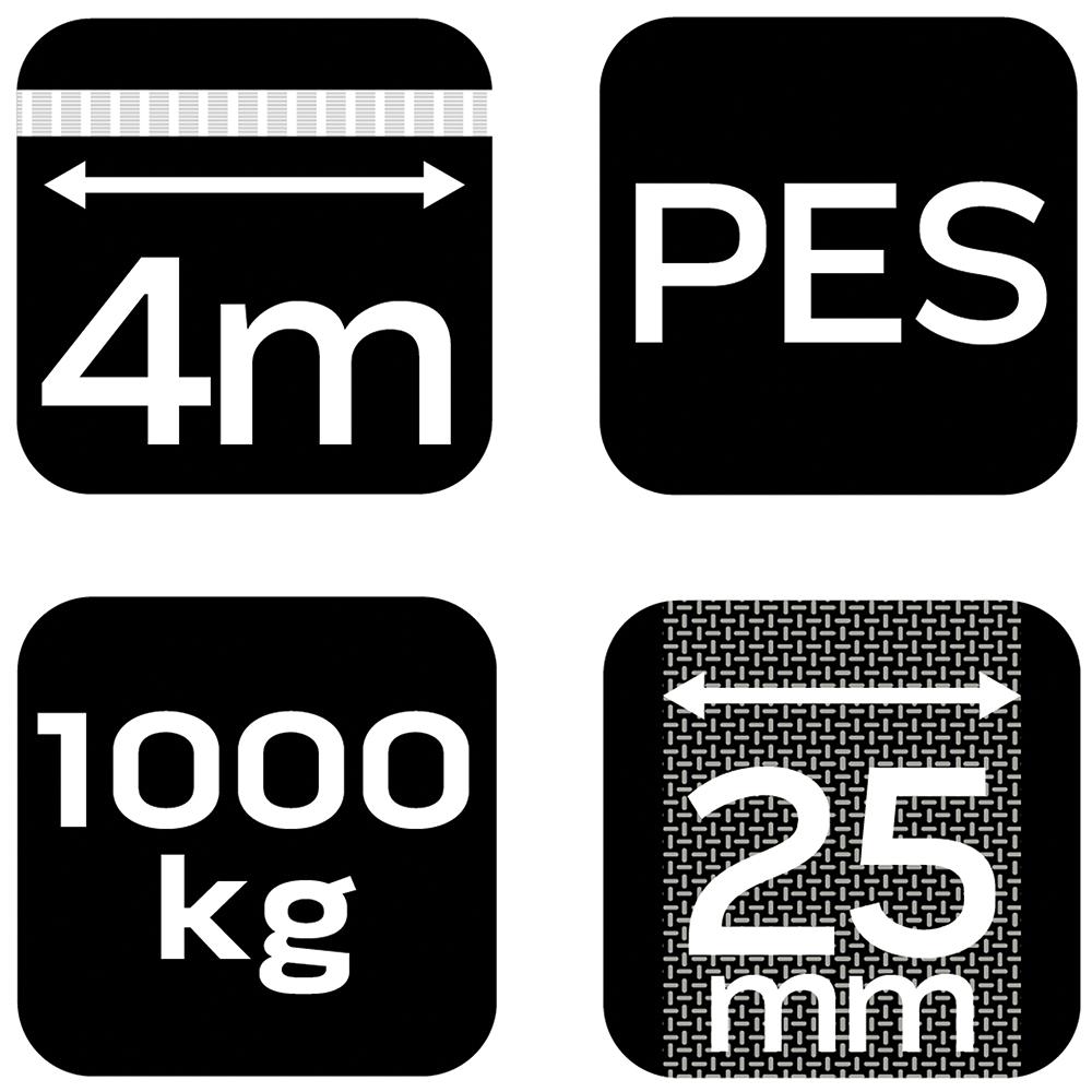 Pas mocujący z grzechotką 25 mm x 4 m, wytrzymujący 1000 kg PES
