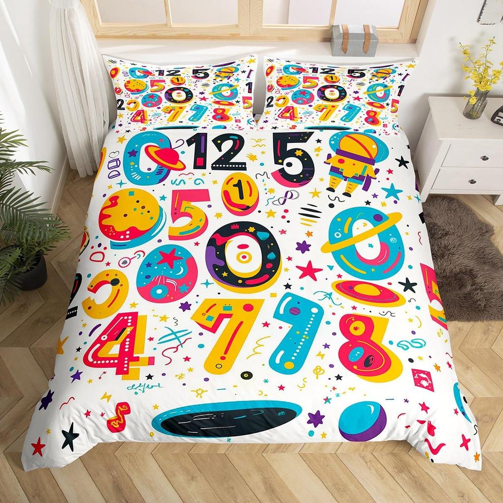 Comforter Blue Alphabet Space Spaceship Single Queen Size Cartoon Bedding Set For Boys Kids Outer Space Black Comforter