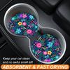 Colorful Flowers and Plants Car Cup Holder Coaster,Car Coasters for Cup Holder,2 Pack Floral Berries Anti-Slip Absorbent Ceramic Car Cup Coasters for