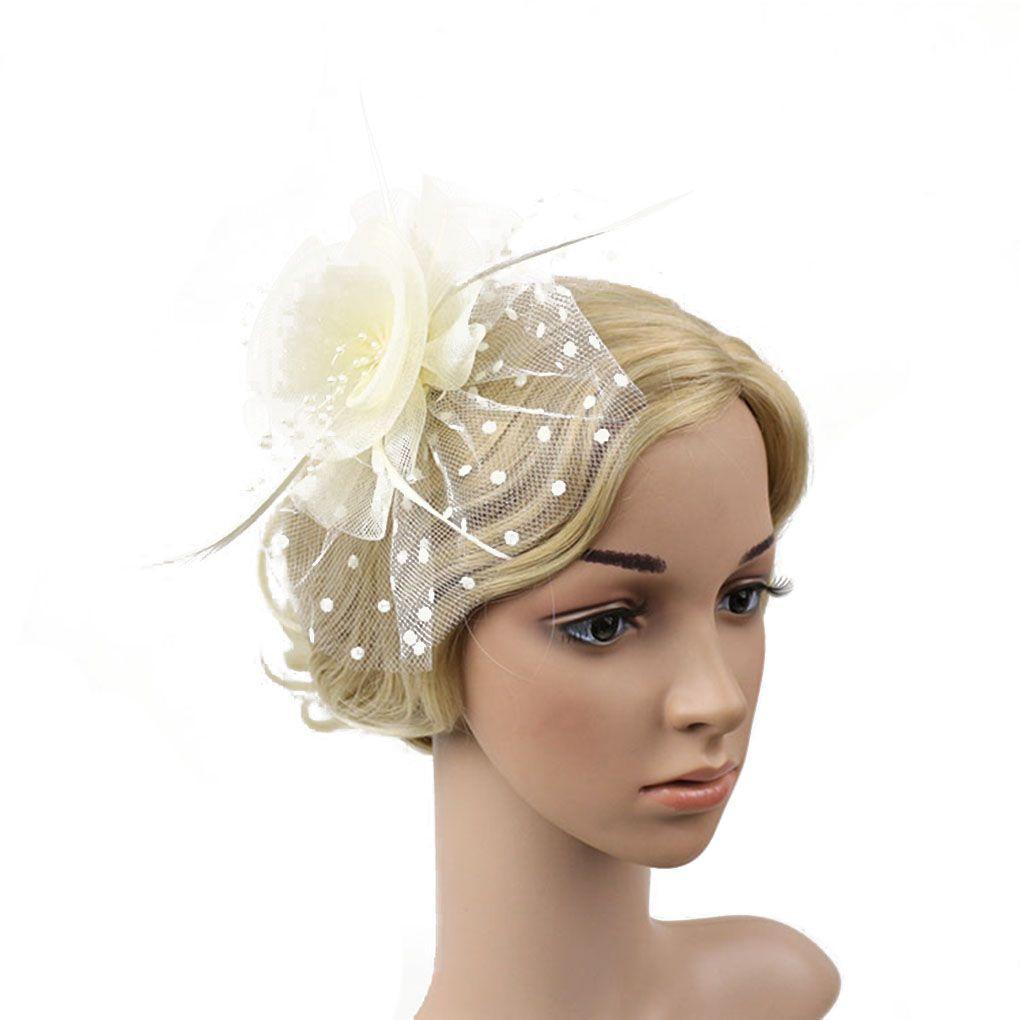 Women Flower Bow Net Hat Hair Clip for Bridesmaid Wedding Party Accessories Banquet Hair Clip Headdress