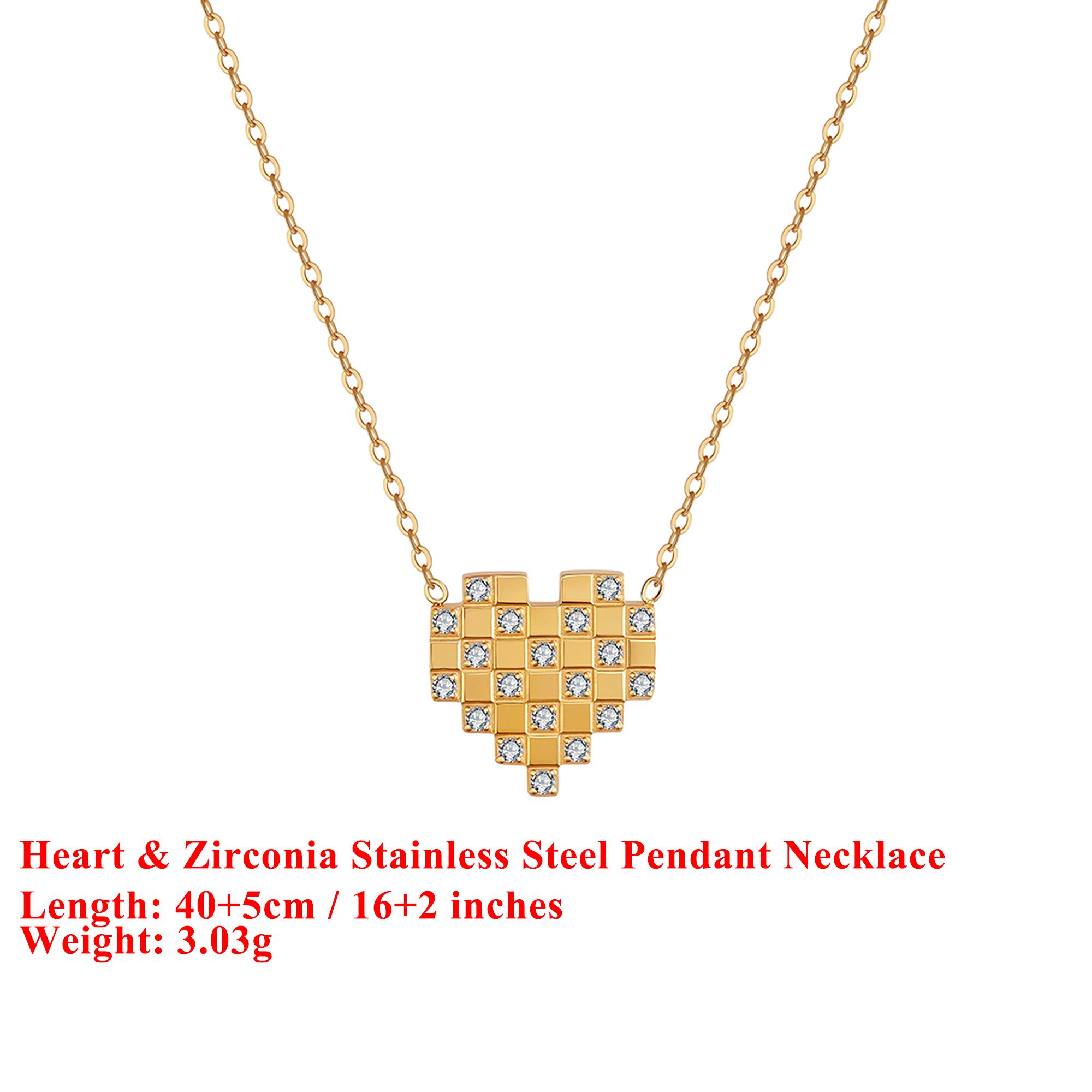 

EFFIE QUEEN Stainless Steel 18k Gold Zirconia & Heart Style Pendant Necklace Romantic Jewelry for Women Valentine s Gift STKN03