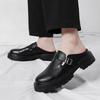 Men's Plus Size Summer Outdoor Backless Closed-Toe Platform Mules - Casual Leather Thick-Soled Slippers