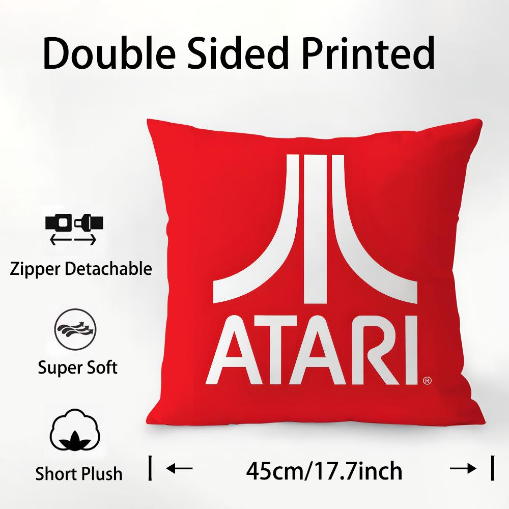 A-AtariS Game Logo Pillow Case Plush Fabric Soft Double Sided Print Sofa Cushion Cover Throw Pillow Covers