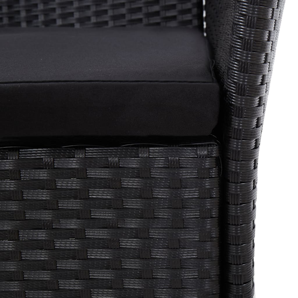 7 Piece Garden Dining Set Poly Rattan Black