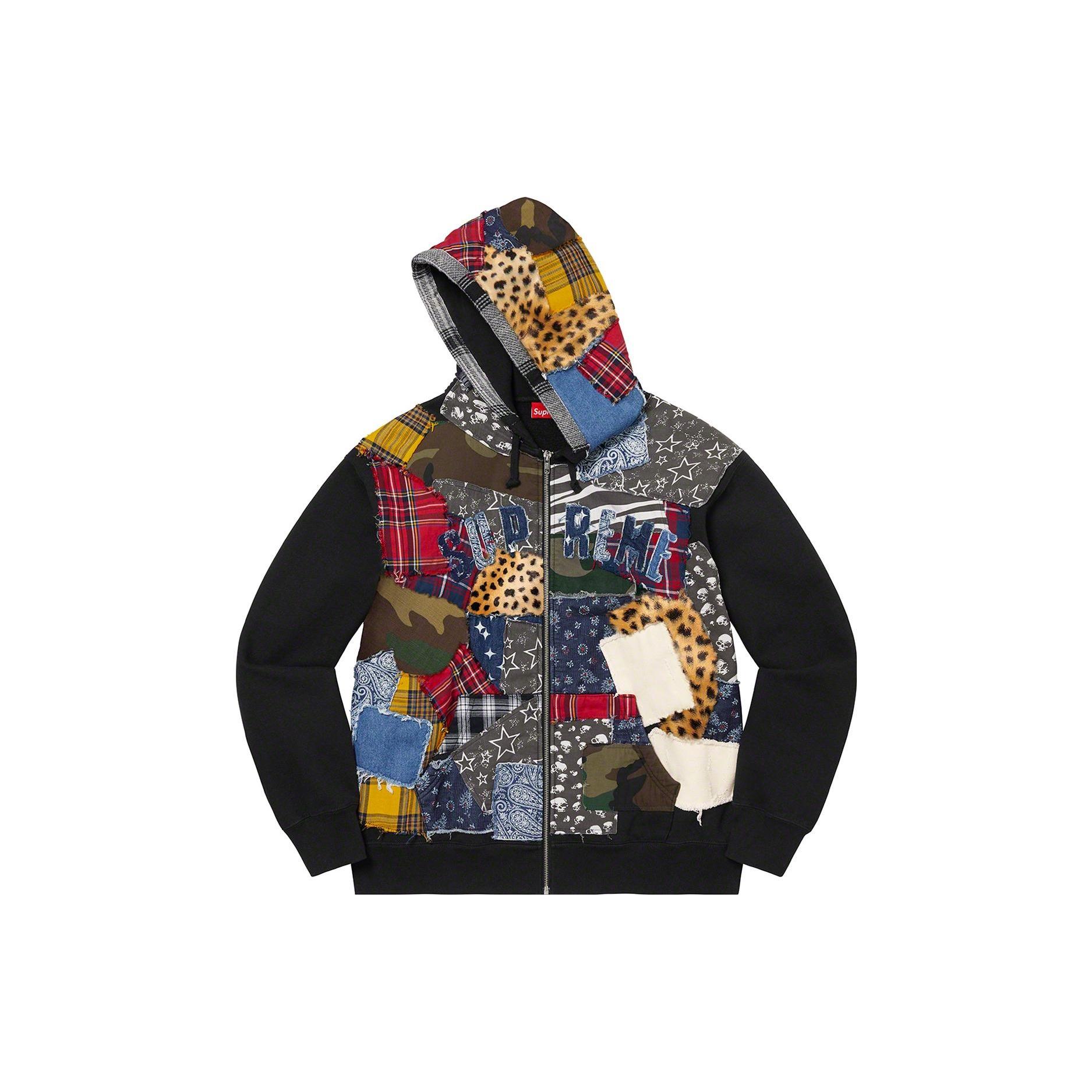 Supreme Patchwork Zip Up Hooded Sweatshirt