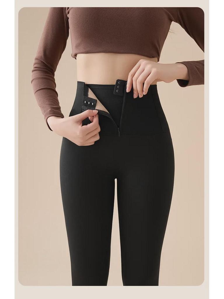 Women's High-Waist Seamless Velvet Shark Pants - Warm, Thick Autumn/Winter Yoga Bottoms, Suitable for Spring and Autumn