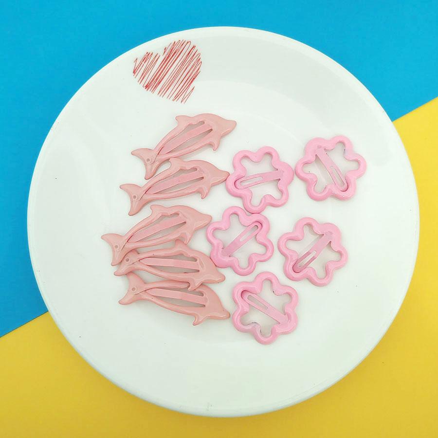 10pc Cute Mini Flower Dolphin Hairpin Solid Color Sweetly Hair Side Clips Accessory for Women Girls