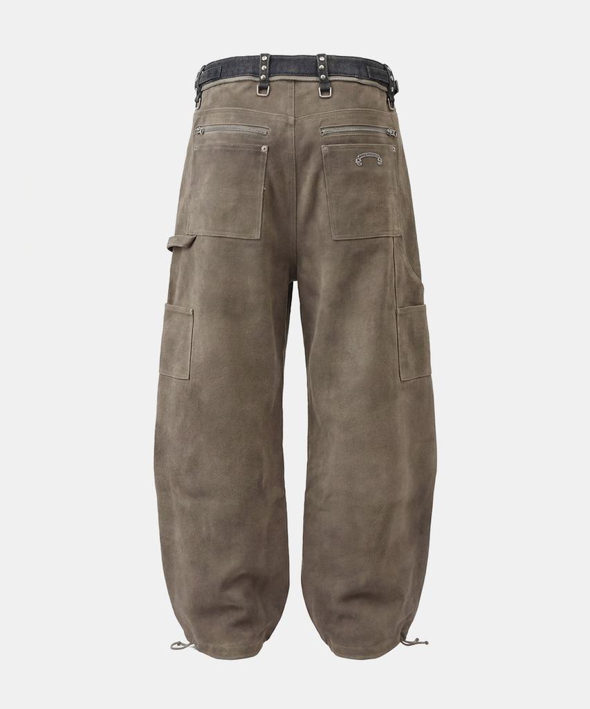 BADBLOOD Studded Carpenter Curved Pants - Beige