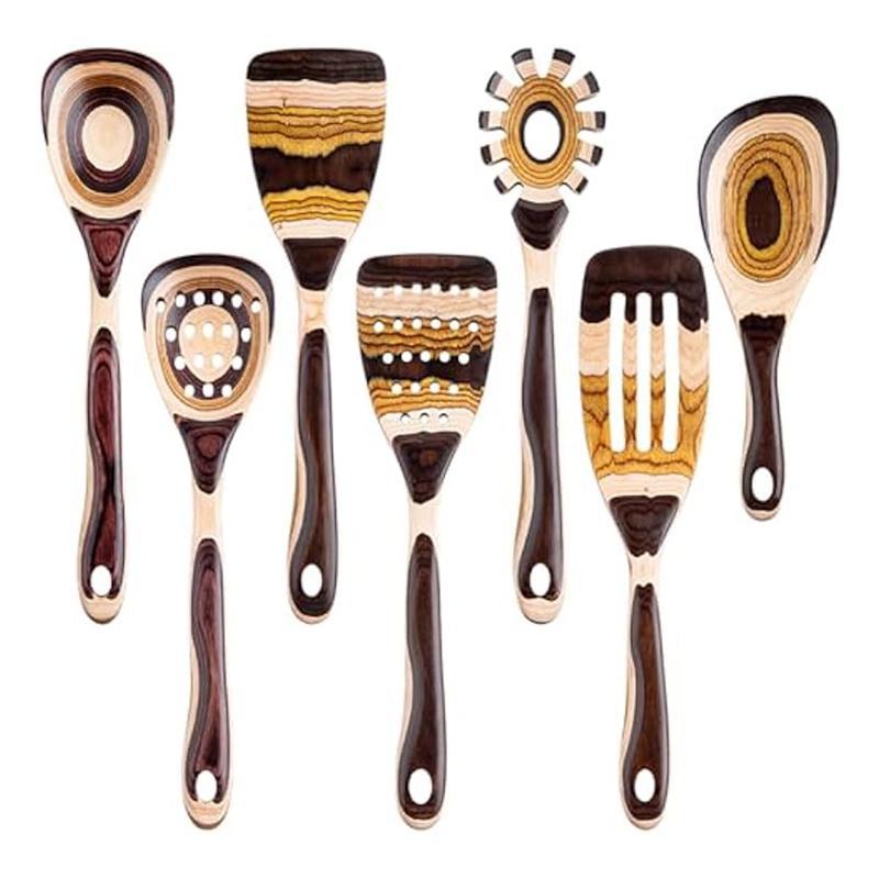 

Good-7Pcs Pakkawood Utensils Set Kit -Durable, Eco-Friendly, Wooden Spoon For Cooking, Wooden Utensil Set For Cooking коричневый