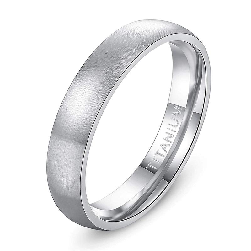 Tigrade 4/6/8mm Brushed Simple Silver/Black Color Titanium Ring Men Minimalist Wedding Band Engagement Rings Women Male Jewelry