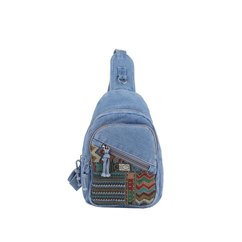 Ethnic Style Crossbody Bag - Denim Fashionable - Large Capacity - Shoulder Bag for Daily Use Casually