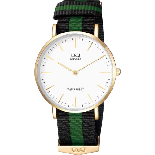 

Citizen Q&Q Men s Analog Waterproof Watch with Nylon Strap (Q974J151) in Black and Green