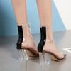 New Square Head Crystal Thick Heel Transparent Sexy Cool Boots Women's Water Shoes Medium Tube Women