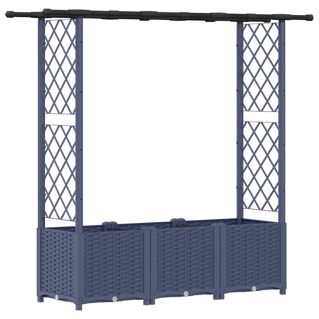 Raised Garden Bed with Trellis and Hanging Roof Gray 162.5 x 40 x 138 cm PP