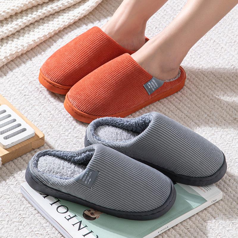 Cotton Slippers Women Autumn Winter Couples Home Slippers Indoor Warm Anti Slip Slippers Men