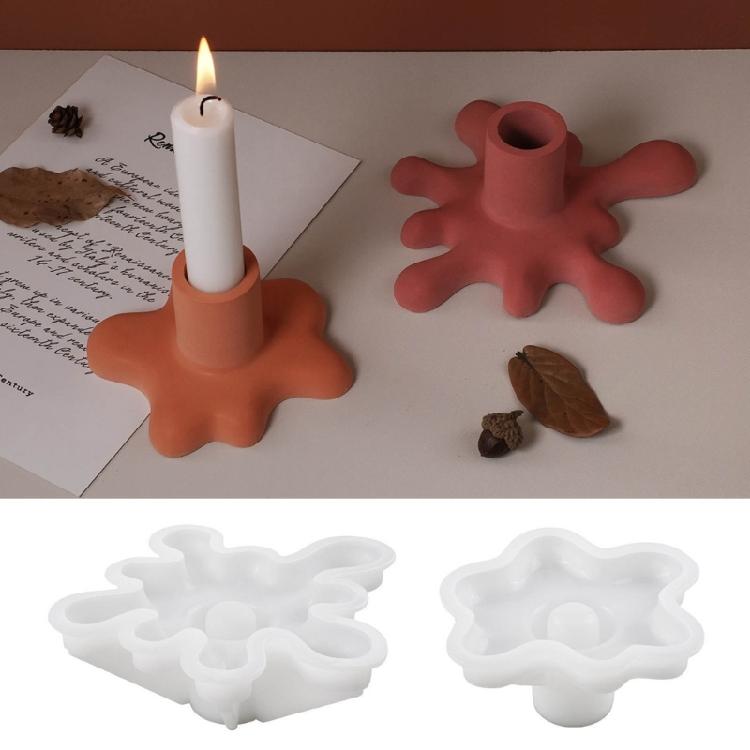 2Pcs Water Drop Candle Holder Silicone Mold for DIY Gypsum Tabletop Candlestick