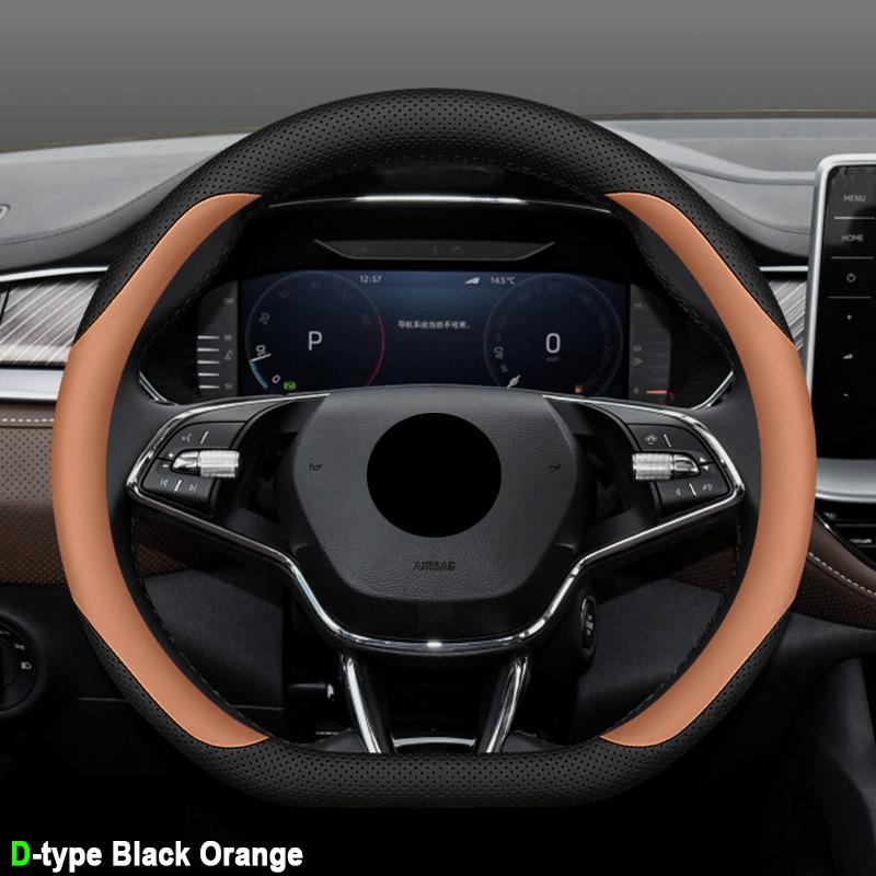 High Quality Leather Car Steering Wheel Cover Wrap for Skoda Octavia Rapid Superb Fabia Kodiaq Kamiq Anti-Slip Auto Accessories