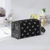 Colorful Paisley Black Bandanna Border Scarf White Make Up Bag Waterproof Toiletry Bag for Women Portable Travel Cosmetic Bags