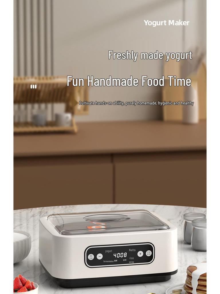 Compacta Máquina Inteligente de Yogur y Fermentación de 1.6L: Máquina Automática de Natto, Vino de Arroz y Yogur