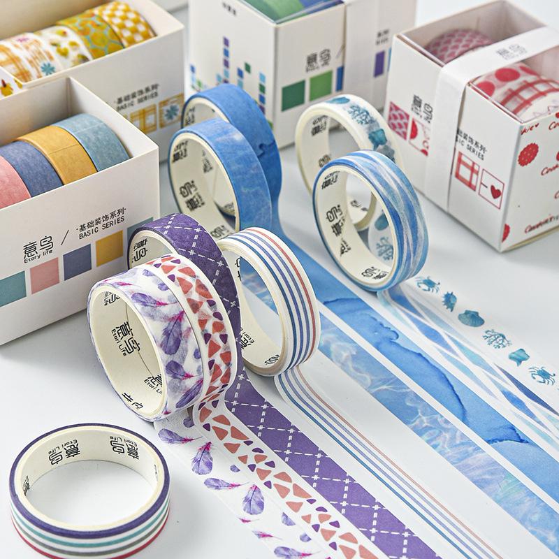 Yi Niao 5-Roll Decorative Washi Tape Set for Planner, Album, DIY Journal, and Children's Stickers