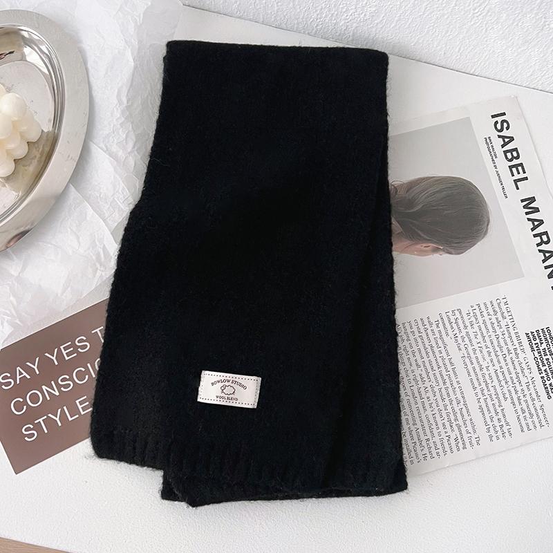 Women'S Winter Scarves Cashmere Scarf Girl Black Ladies Winter Wool Scarf Solid Color Scarves Warm Cold-Proof Poncho