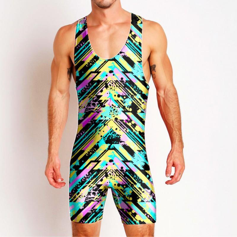 Mens Wrestling Suit One-piece Swimsuit Gym Workout Sports Lightweight Sweat-Absorbing Weightlifting Training