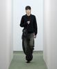 IRONYPORNO WHITELINE 86-Iroj367 Collared Placket Long Sleeve Knit Black