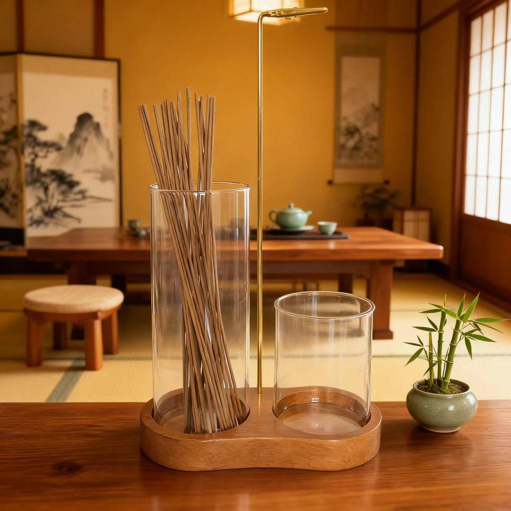 Zen Solid Wood Incense Holder - Versatile Inverted Incense Burner and Mosquito Coil Holder in Ancient Style for Home Use.