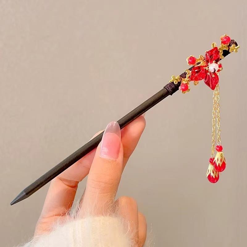 1pc Elegant Wooden Hairpin Set Simple Solid Color Headband Hair Coiling Tool Hanfu Dress Accessories Women's Hair Accessories