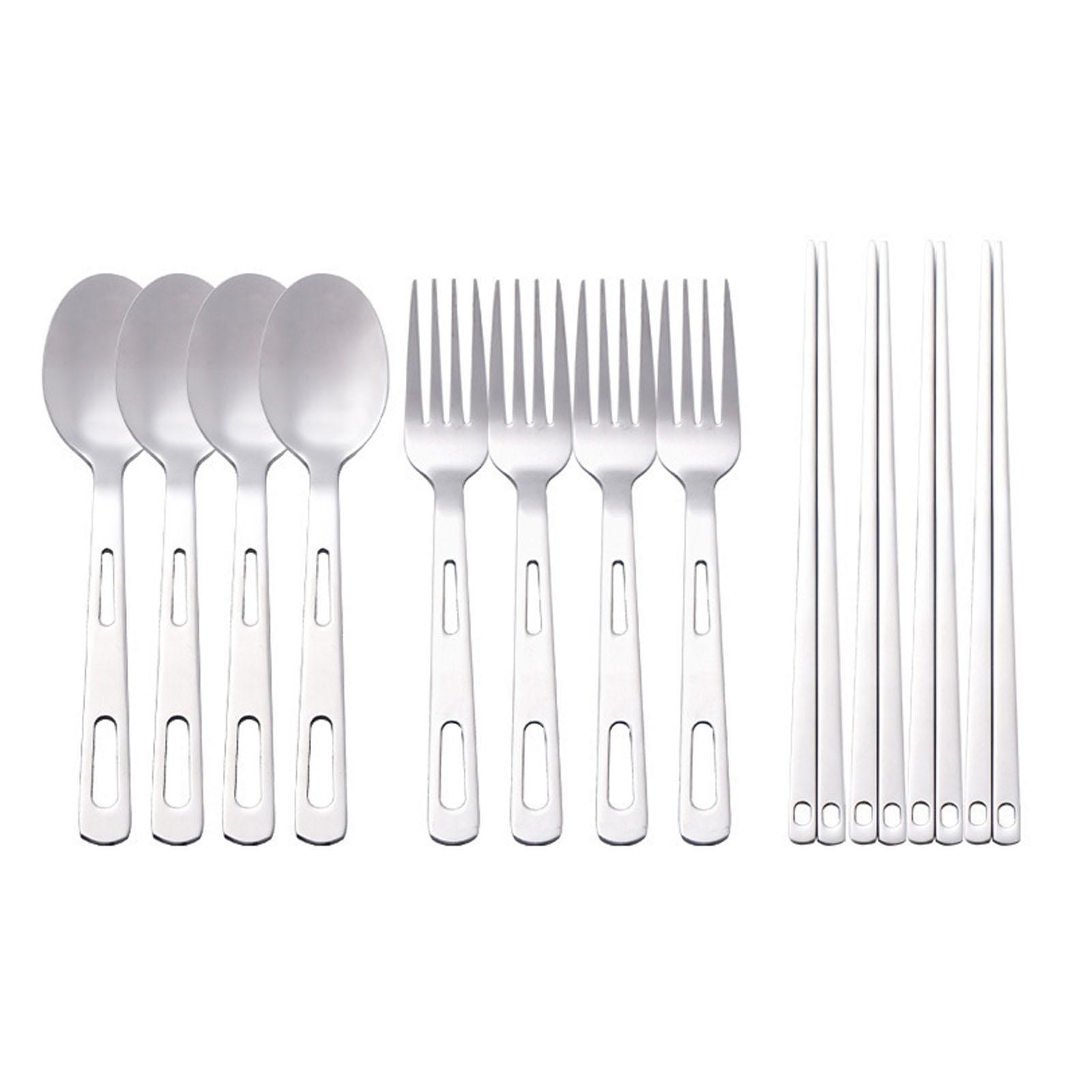 

Camping Utensils Set Stainless Steel Fork Spoon Chopsticks Portable Kitchen Utensil Set with Storage Bag for Outdoors