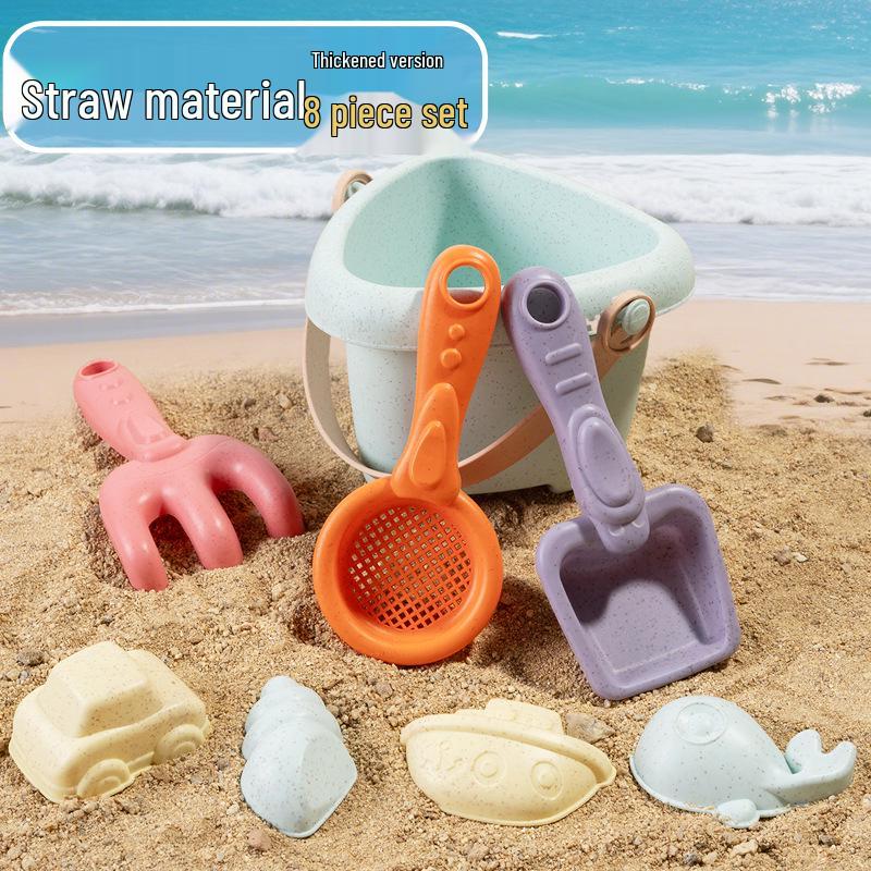 Children s Beach Toy Set: Sand Shovel, Bucket, Cart, Castle Molds, Role Play & Water Play