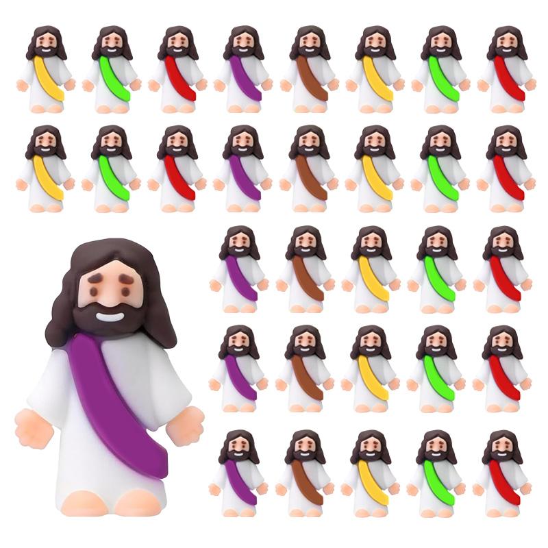 

10/20/30pcs Mini Jesus Statue Set Multicolor Jesus Figurines for Baptism Favors Christmas Easter Party Decoration Table Ornament 10Pcs
