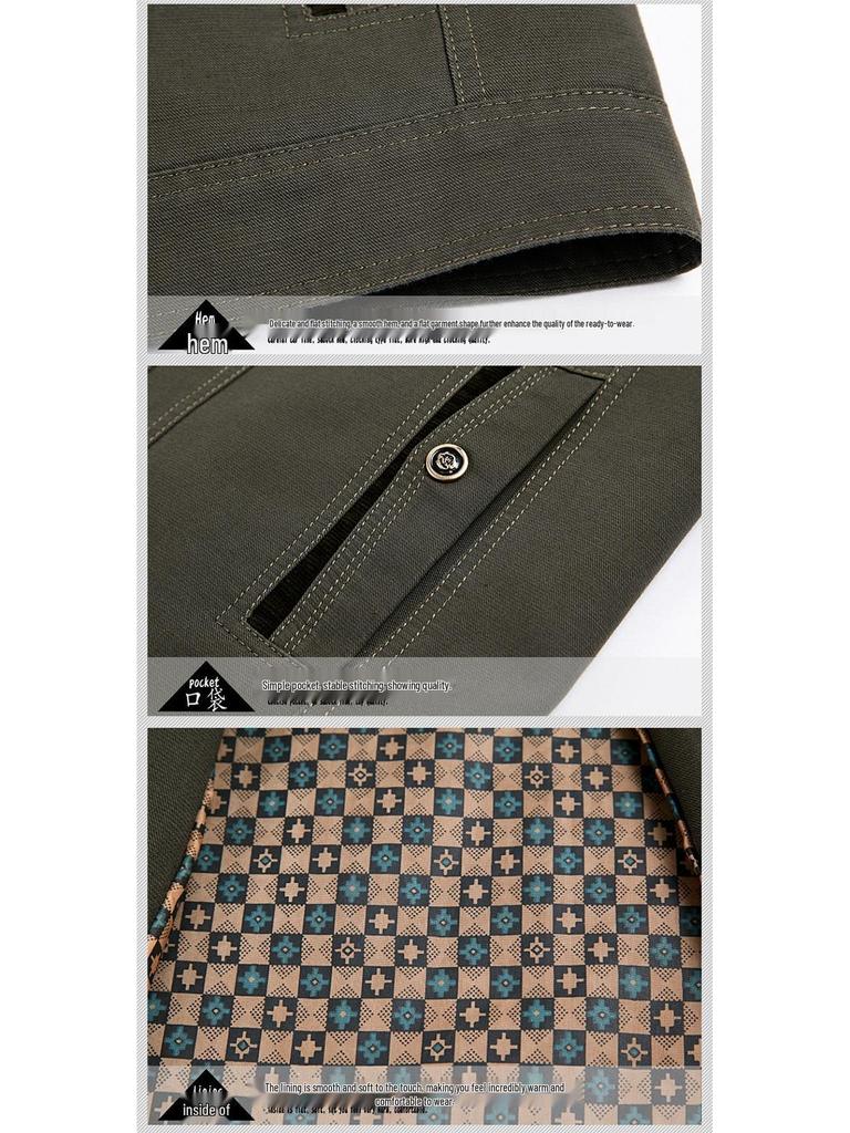 Herren Freizeitjacke aus reiner Baumwolle für Frühling und Herbst - Mantel mit Umlegekragen für Männer mittleren und höheren Alters