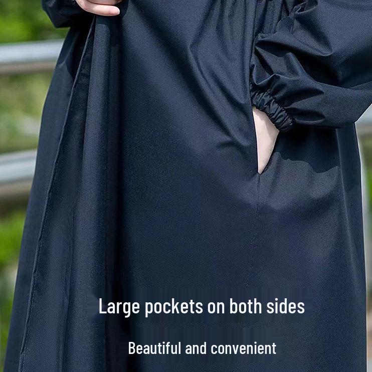 Women's Long Full-Body Windbreaker Raincoat Poncho - Single-Person, Split Type