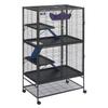 64.6" Metal Small Animal Cage 4-Tier Rolling Ferret Cage with Tray 3 Ramps