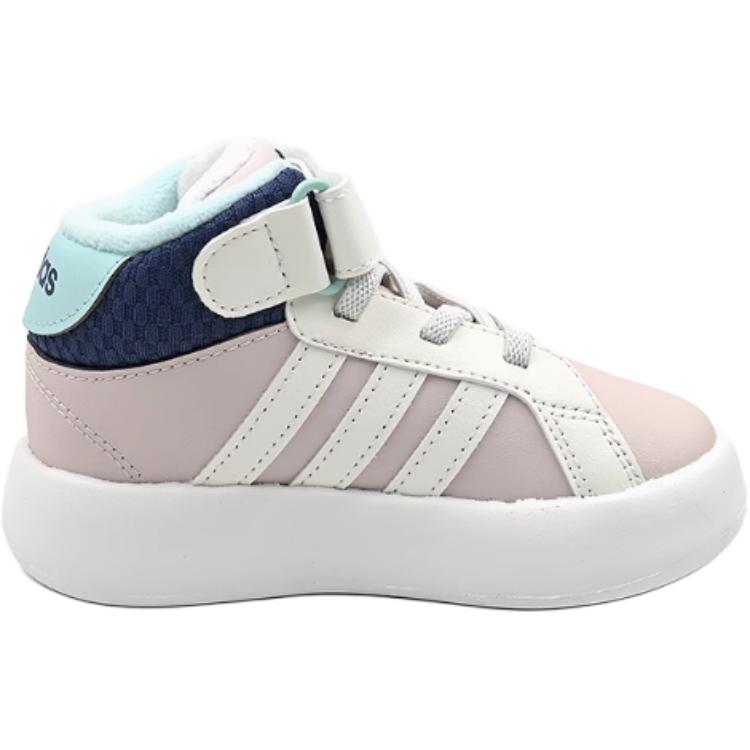 Adidas Grand Court Comfortable Durable Warm High-Top Walking Shoes Baby Shoes Pink JR2582