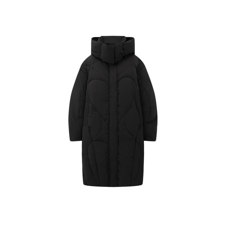 Elva' Island Women's Hooded Mid-Length Loose-Fit Down Jacket
