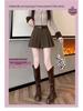 Women's 2024 High-Waist Khaki Woolen Pleated A-Line Shorts for Autumn/Winter