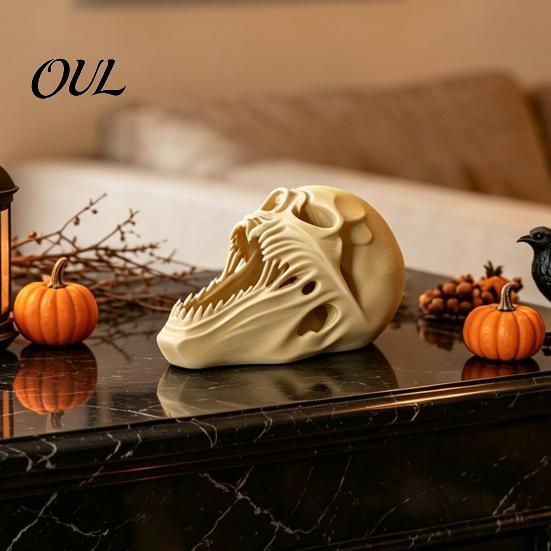 Dark Style Room Decor for Parties 3D Printed Halloween Skull Ornament, Realistic Horror Statue, Spooky Detailed Figurine Shelves with Sharp