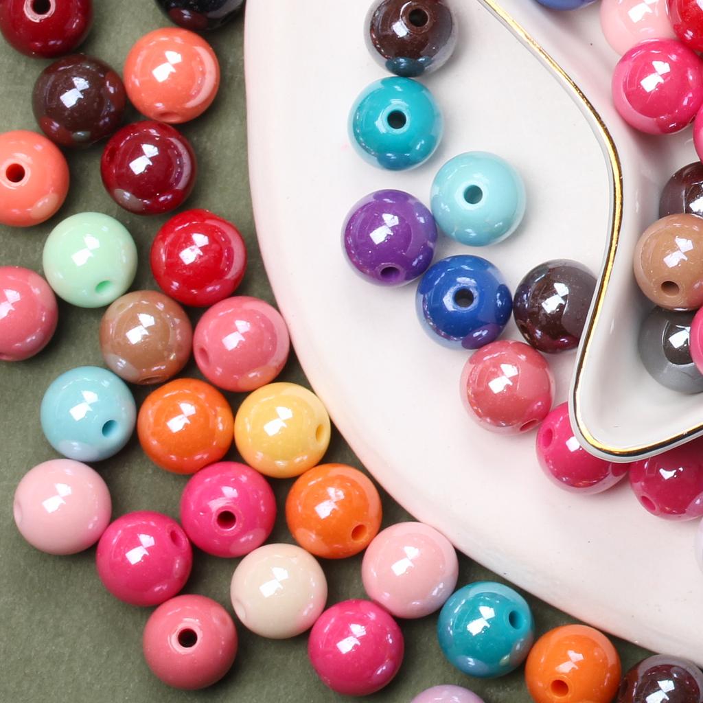 Jewelry Making Acrylic Loose Beads 20Pcs 10mm Pendant Necklace Bracelet Wholesale DIY For Glossy