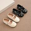 Children Flat Shoes with Sweet Rabbits Kids Princess Shoes Non-slip Soft Sole 2025 New Fashion Girls Leather Shoes Round Toes