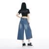 Trendy Summer Vintage Loose Wide Leg Straight Cropped Capri Denim Pants For Women Versatile Slimming FigureFlattering Daily Capri Trousers