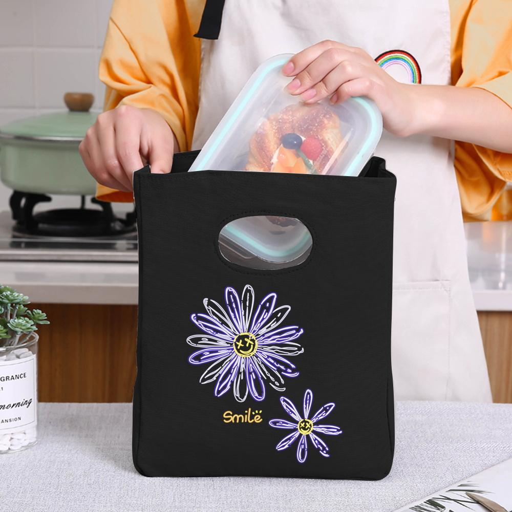 Lunch Bag Breakfast Box Bags Women Portable Hand Pack Picnic Travel Products Daisy Printed School Food Storage Bags Bento Pouch